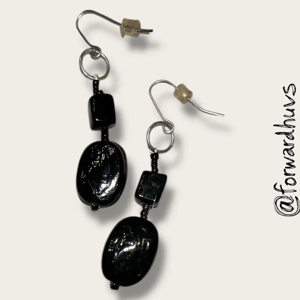 Bundle Sale 3 for $15 | Hand Crafted Black Glass Dangle Earrings